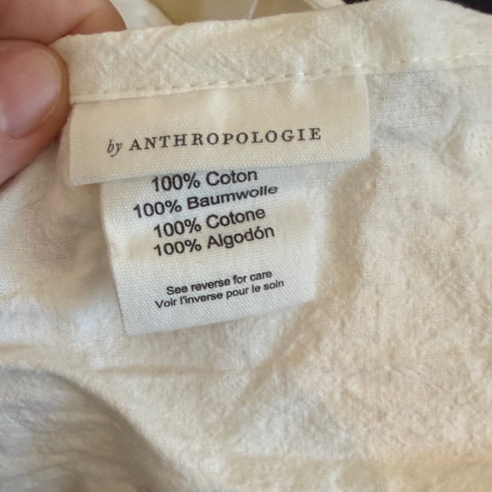 Anthropologie Elegant White Textured Curtains - Picture 4 of 7